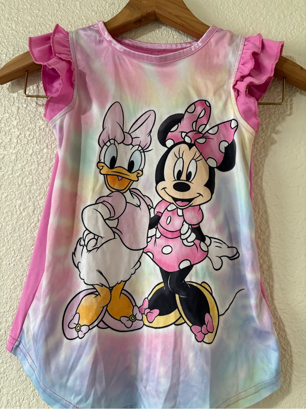 Disney Minnie & Daisy Pink Tie-Dye Ruffle Sleeve Kids Pijama Set
